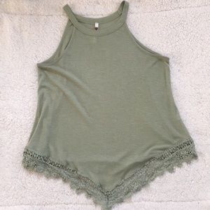 Halter top with lace detail